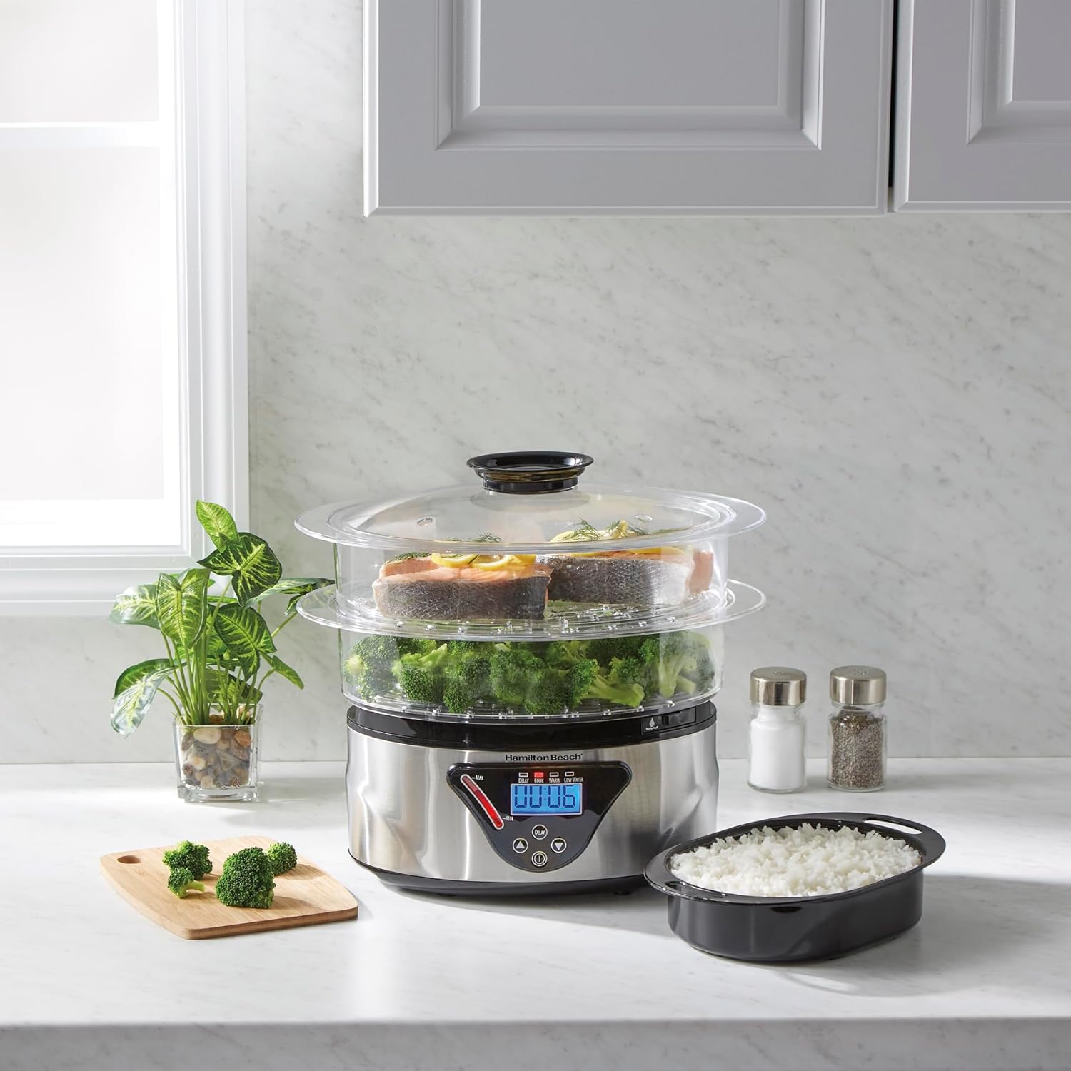 Hamilton Beach 37530C Digital Steamer, 5.5 quart, Multicolor