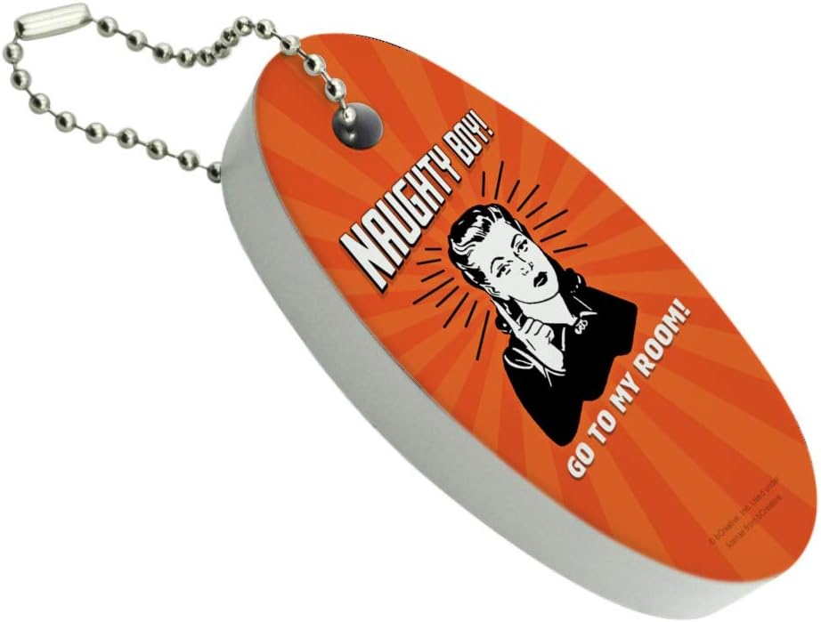 Naughty Boy Go To My Room Funny Humor Floating Keychain Oval Foam Fishing Boat Buoy Key Float