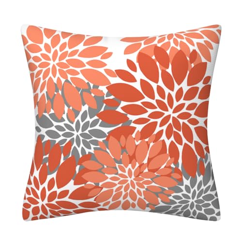 Green Teal Navy Blue Dahlia Floral Throw Pillows Farmhouse Decorative Throw Pillow Case Indoor Outdoor Cushion Cover Spring Pillowcase for Couch Living Room Bedroom 18 x 18 Inch Set of 2