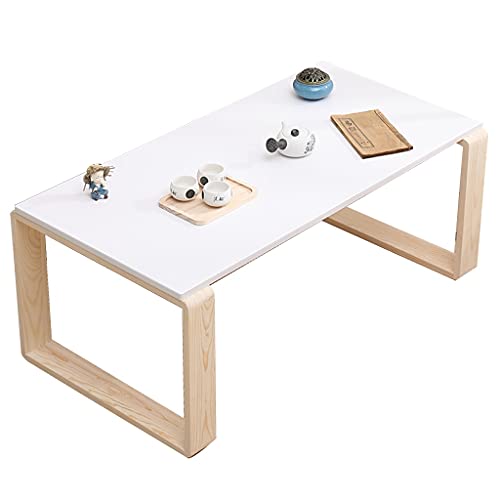 Living Room Coffee Table Tea Room Tea Table Bedroom Low Coffee Table Laptop Table Easy to Install (Color : White, Size : 100x44x40cm) (Wood Color 80x44x40cm)