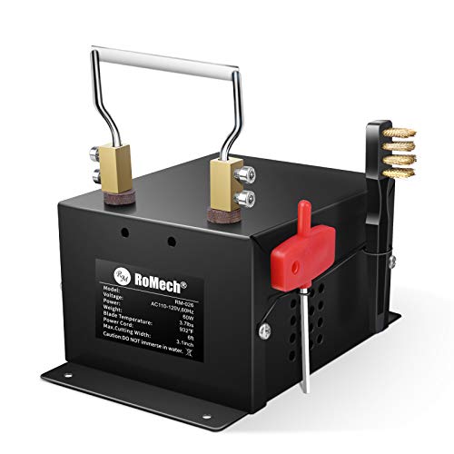 ROMECH 120W Adjustable Electric Rope Cutter, Hot Knife Thermal Blade, Bench Mount Cutting Tool Kit for Braid Fabric Webbing Belting Ribbon (120W, RM-025)