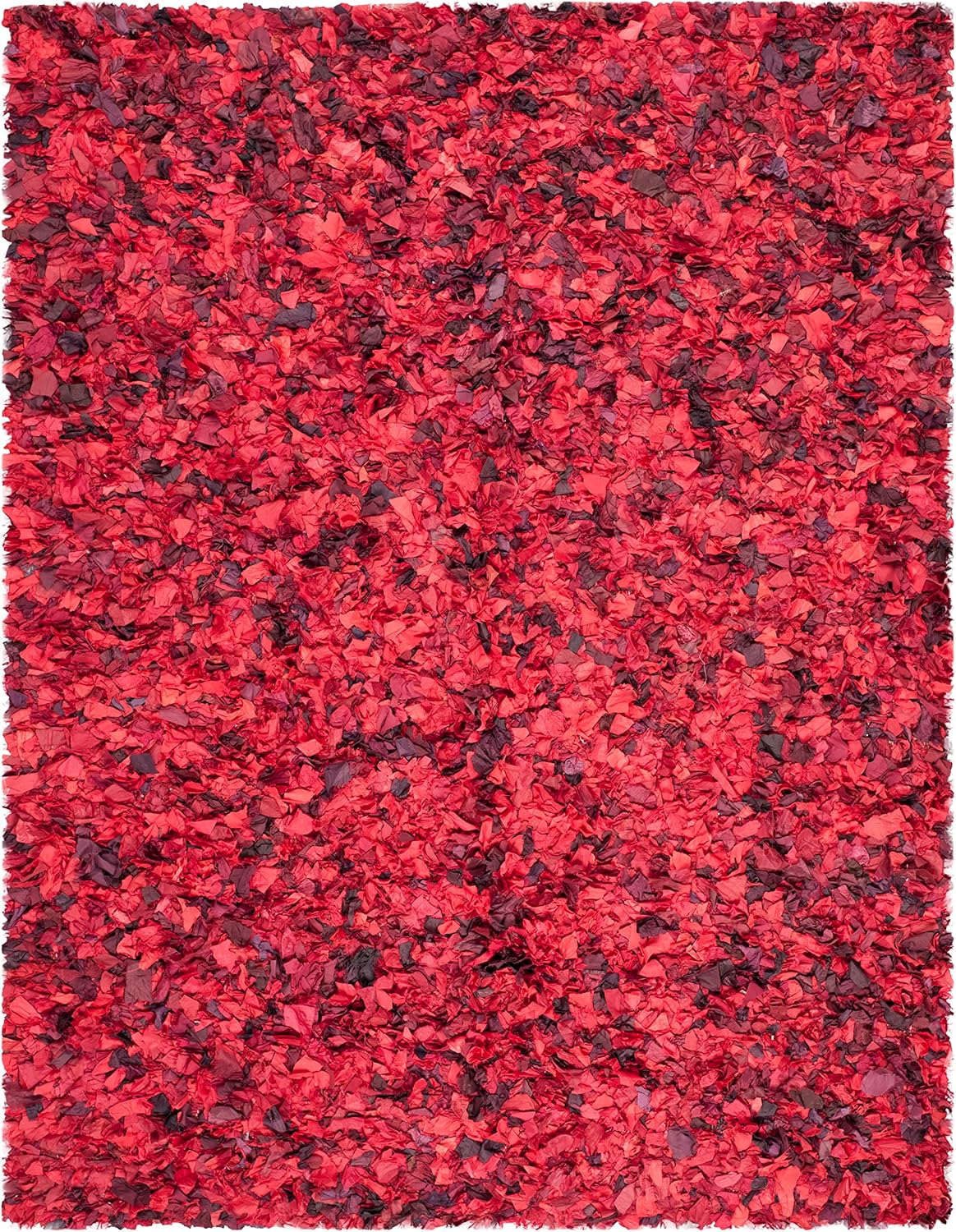 SAFAVIEH Rio Shag Collection Area Rug - 8' x 10', Red & Multi, Handmade Decorative, 3.5-inch Thick Ideal for High Traffic Areas in Living Room, Bedroom (SG951E)