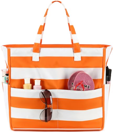 Waterproof Beach Tote Pool Bags for Women Ladies Extra Large Gym Tote Carry On Bag With Wet Compartment for Weekender Travel