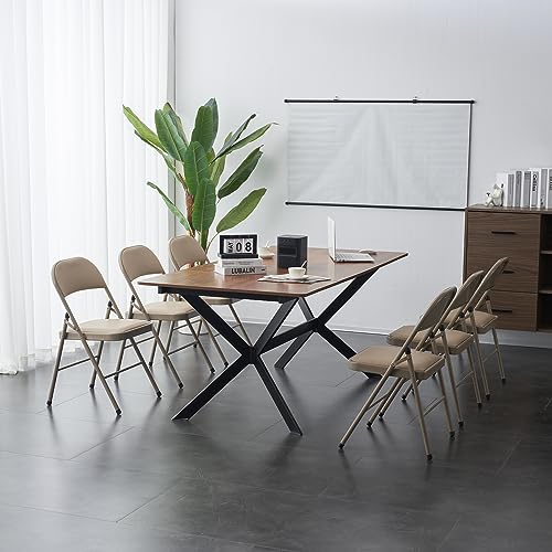 4 Pack Folding Chairs with Padded Seats and Back, Plastic Foldable Chairs with Steel Frame and Cushion, Padded Folding Chairs set of 4 for Indoor, Outdoor, Event, Party, Office (Grey)