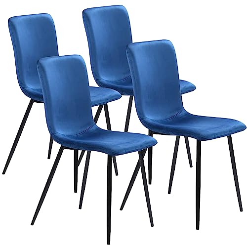 FurnitureR Dining Chairs Set of 4 Comfy Side Fabric Seat Back and Sturdy Golden Legs for Kitchen Living Waiting Room, Beige