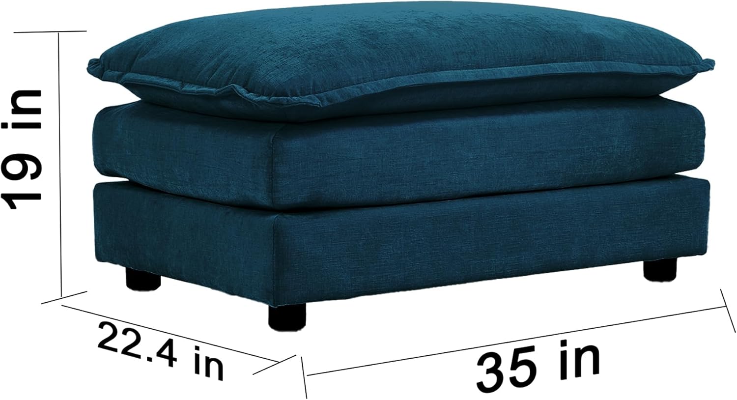 Chenille Fabric Ottomans Footrest to Combine with 2 Seater Sofa, 3 Seater Sofa and 4 Seater Sofa, Blue Chenille