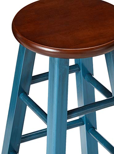 Winsome Wood Ivy Stools Rustic Teal/Walnut and Rustic Light Blue/Walnut