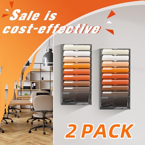 SUPEASY 10-Tier Wall File Organizer Hanging Wall File Holder for Papers, Folders, Files Clipboard & Magazine Organization Great for Office Home, Black