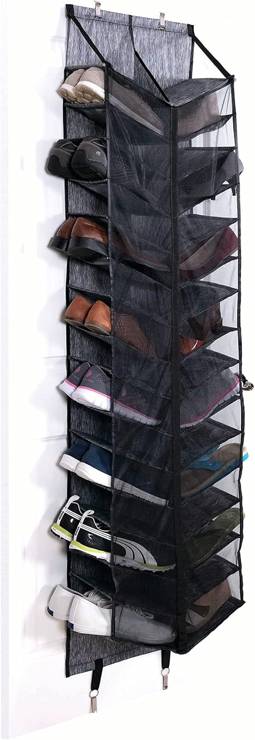 Jokari Over the Door 30 Pocket Shoe Organizer to Store, Organize and Display 30 Pairs of Shoes Saving Tons of Closet Storage Space. Each Compartment Fits 2 Shoes. 2 Sizes of Hooks Included