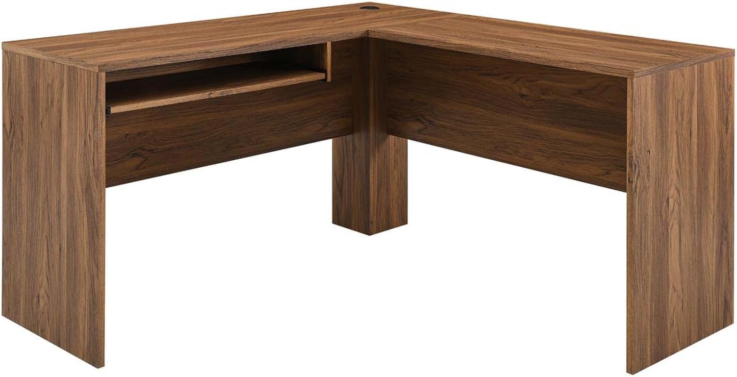 Modway Walnut Venture L-Shaped Wood Office Desk EEI-5703-WAL