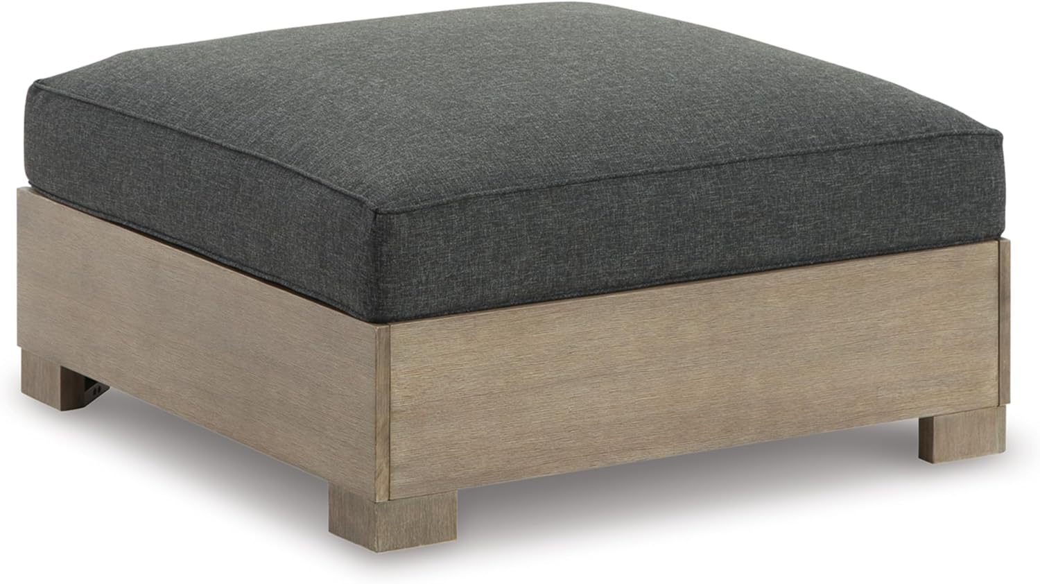 Signature Design by Ashley Citrine Park Casual Outdoor Ottoman with Cushion, Light Brown & Gray