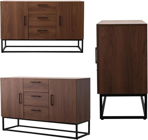 CANMOV Sideboard Storage Cabinet, Modern Coffee Bar Cabinet with Shelves & 2 Doors, Buffet Cabinet with Storage for Kitchen, Dining Room, White