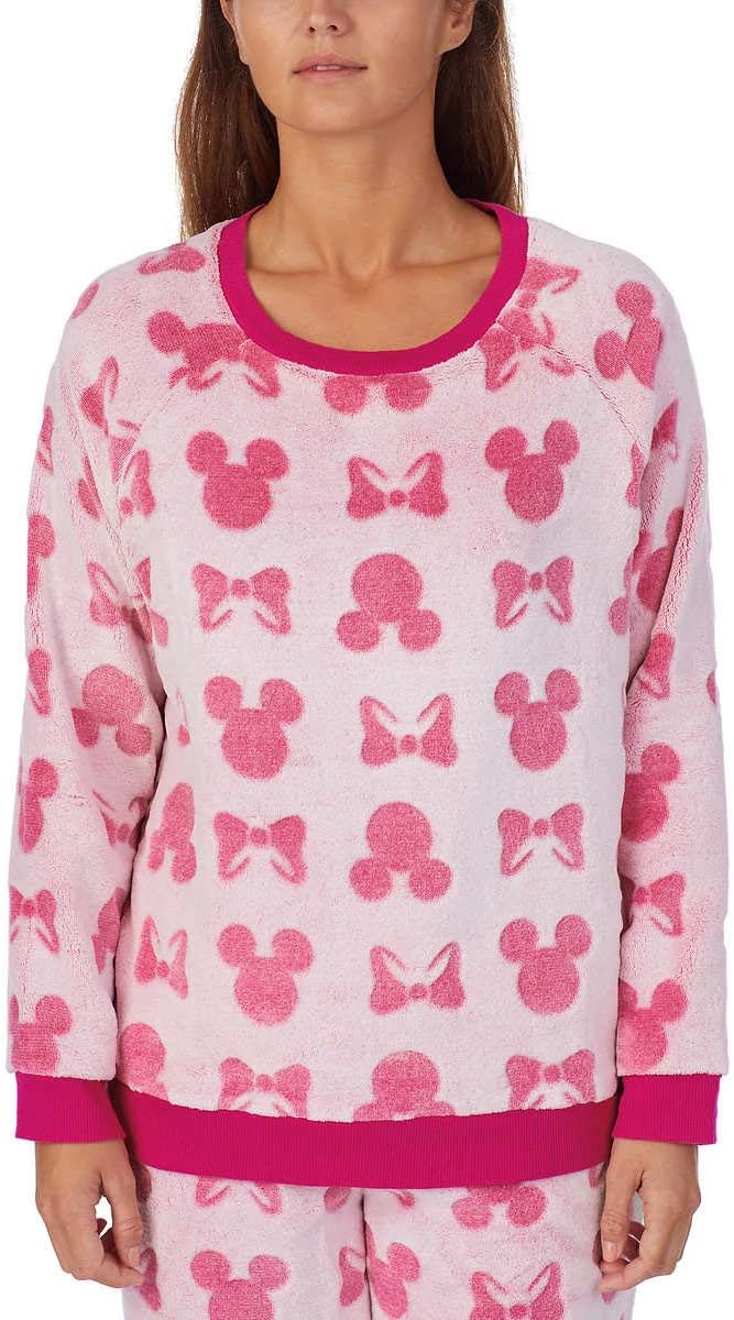 Disney Womens 2-Piece Fleece Jogger Lounge Set (Minnie Mouse, Medium)