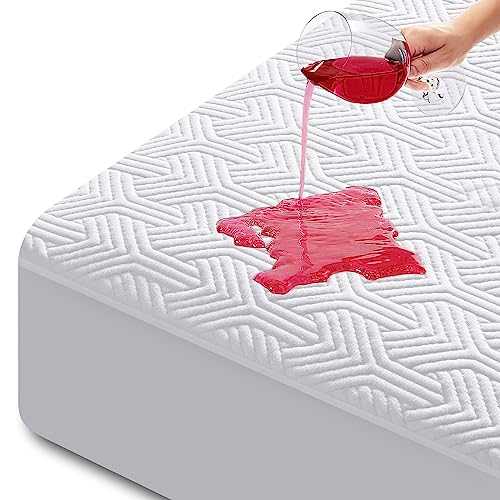 100% Waterproof Mattress Protector Queen Size Viscose Made from Bamboo Mattress Pad Cover Noiseless Washable with Deep Pocket Up to 21