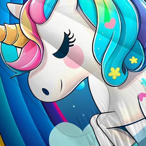 Cat Bedding Twin Size Pink Plaid Rainbow Comforter Set for Girls Kids Children Cloud Cute Kawaii Boho Bedroom Dorm Quilt 1 Comforter + 1 Pillow Case