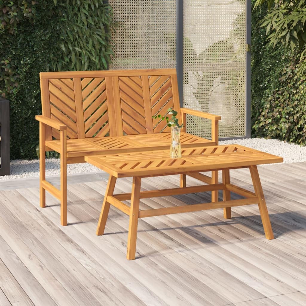 2 Piece Patio Lounge Set Solid Wood Acacia Outdoor Benches Garden Benches Patio Benchesuse indoors in garden courtyard lawn yard balcony etc.Elegant design