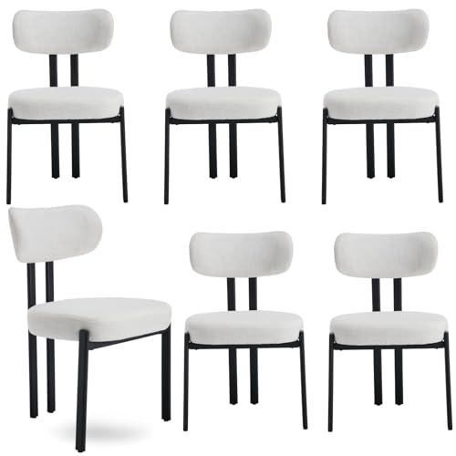 LukeAlon Chenille Dining Chairs Set of 4, Modern Upholstered Armless Kitchen Chairs with Black Metal Legs Curved Back Dining Room Chairs Reception Chair for Living Room Office, Green