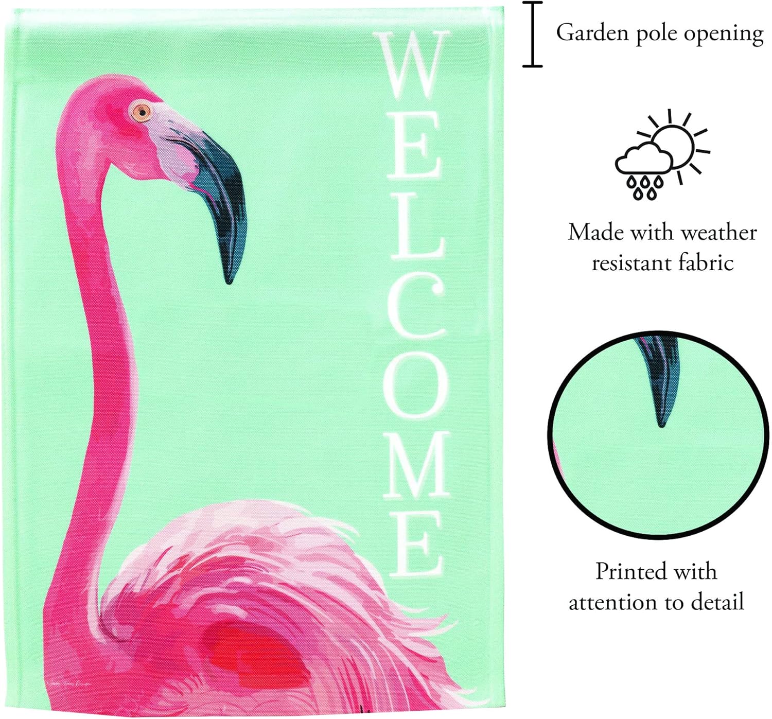 Magnolia Garden Welcome Pink Flamingo 13 x 19 Pink Polyester Outdoor Hanging Flag
