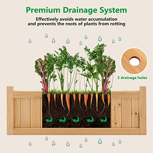 Giantex 15” Planter Raised Garden Bed - Wooden Planting Box, Outdoor Folding Square Planter w/Removable Bottom, Premium Drainage System for Herbs, Fruits, Flowers, Succulents, Simple Assembly