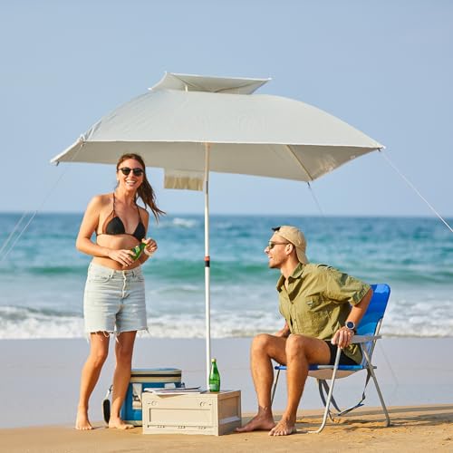 #WEJOY Folding Beach Chair for Adults, Lightweight Beach Chair with Shoulder Straps, High Back Beach Chairs with Hard Armrest, Supports 300lbs for Beach Lawn Concert, Cyan