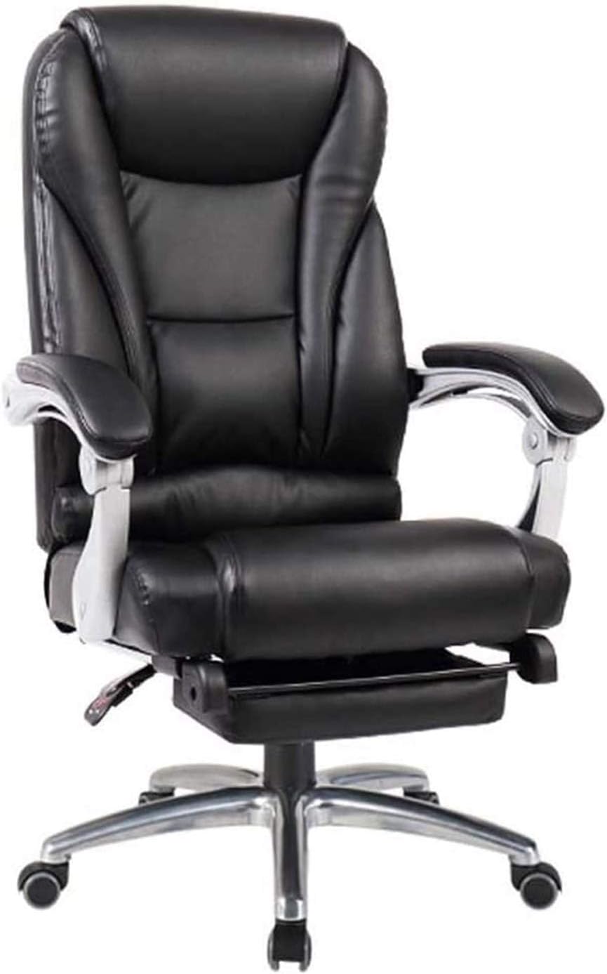 Boss Chair High Back Office Chair Computer Desk Chair 360° Swivel Task Chair with Arms and Footrest PU Leather Ergonomic Office Chairs Black
