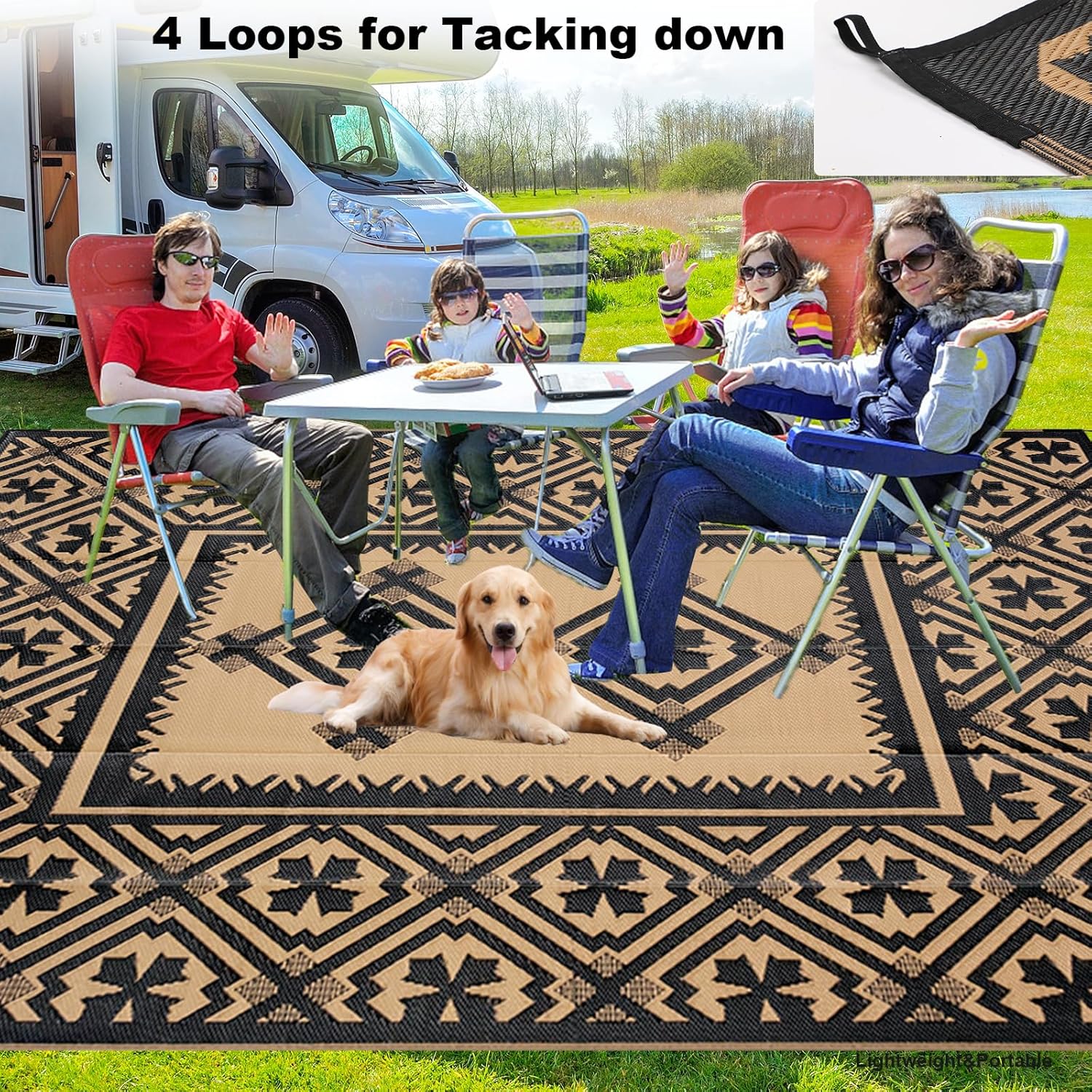 Outdoor Rugs 9x12 for Patios Clearance Brown Outdoor Plastic Straw Rug Black and Brown Outdoor Rug Waterproof Reversible Outside Mat with Durable Edges Double Woven Patio Rug,Porch Rug,Rv Camping Rug…