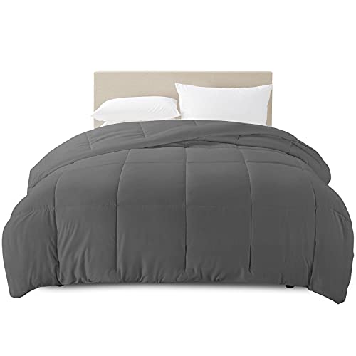Clara Clark Comforter - All Season Down Alternative Bedding Comforter/Duvet Insert, Ultra Soft, Box Stitched. Queen Size, Gray