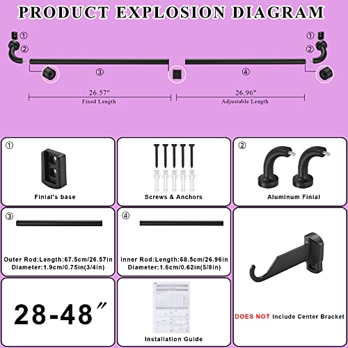 Brushed Nickel Disc Curtain Rods, 84-144 Inches Window Curtain Rod,Adjustable Room Darkening Curtain Rod with Aluminum Finials and Brackets,Wrap Around Design