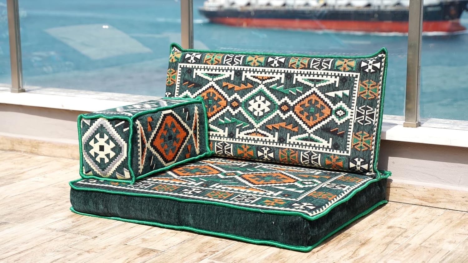 Green Arabic Sofa Floor Seating Set, Pallet Sofa, Floor Cushions, Sectional Sofa, Arabic Majilis, Ottoman Couch, Arabic Jalsa