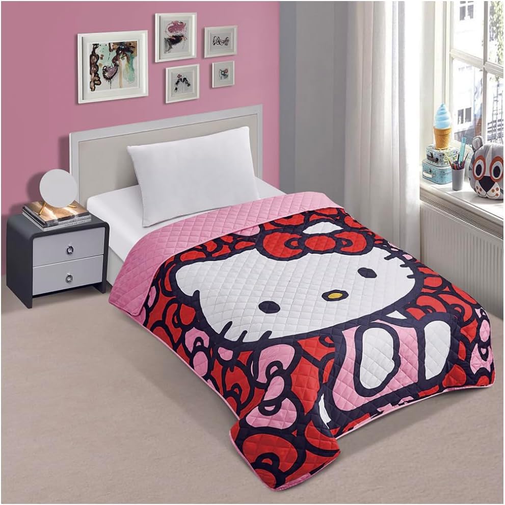 Jay Franco Hello Kitty World of Bows Twin Quilted Bedspread Only