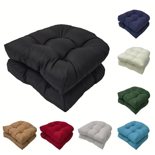 Fade Resistant U-Shape Wicker Chair Cushion Porch Chair Cushions, Round Corner - Thick Waterproof Rocking Chair Cushion, 2 PCS Patio Furniture Cushions for Patio Furniture/Dining Seats, Brown