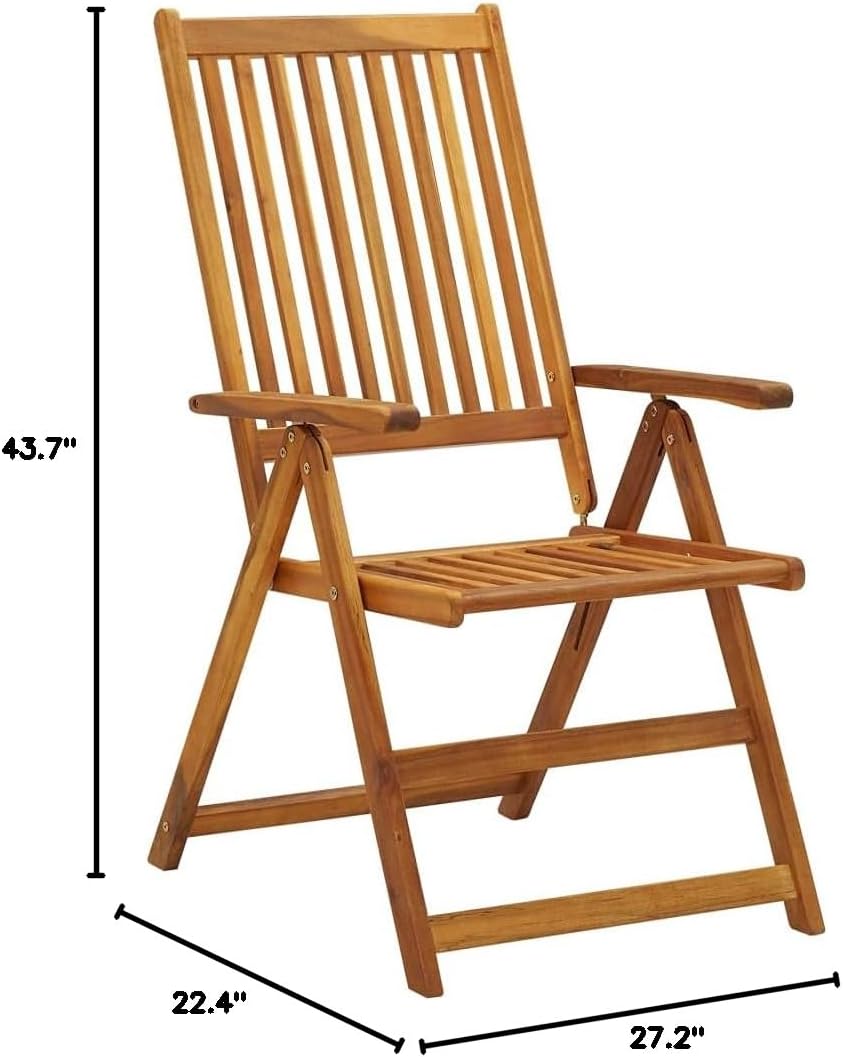 Folding Patio Chairs with Cushions 8 pcs Solid Acacia Wood, Patio Dining Chairs, Bar Stools, Outdoor Seating for Outdoor Relaxation and Entertaining in Your Backyard or Poolside