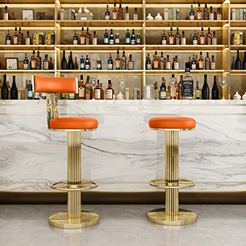 Bar Stools Counter Height Bar Stools Modern Adjustable Swivel Counter Height Chairs Backless Counter Stools with Metal Legs for Kitchen Island Dining Room (White)