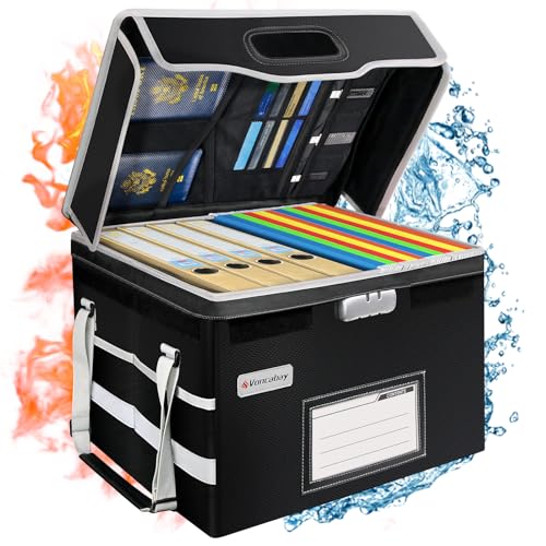 5200°F Fireproof Document Bag With Upgraded Aluminum Foil Insulation, 4 -Layer Fireproof File Box with Water-Resistant Zipper for Office Home Travel(15.5