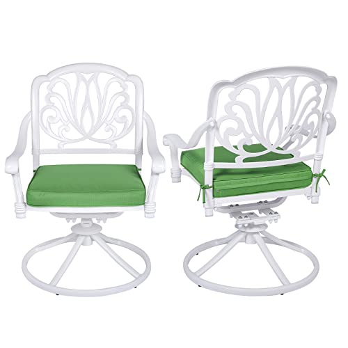 VIVIJASON 2-Piece Outdoor Bistro Swivel Dining Chairs, Patio Cast Aluminum Dining Rocker Chairs, Patio Furniture Chair Set with Cushion for Balcony, Lawn, Garden, Backyard, Antique Bronze