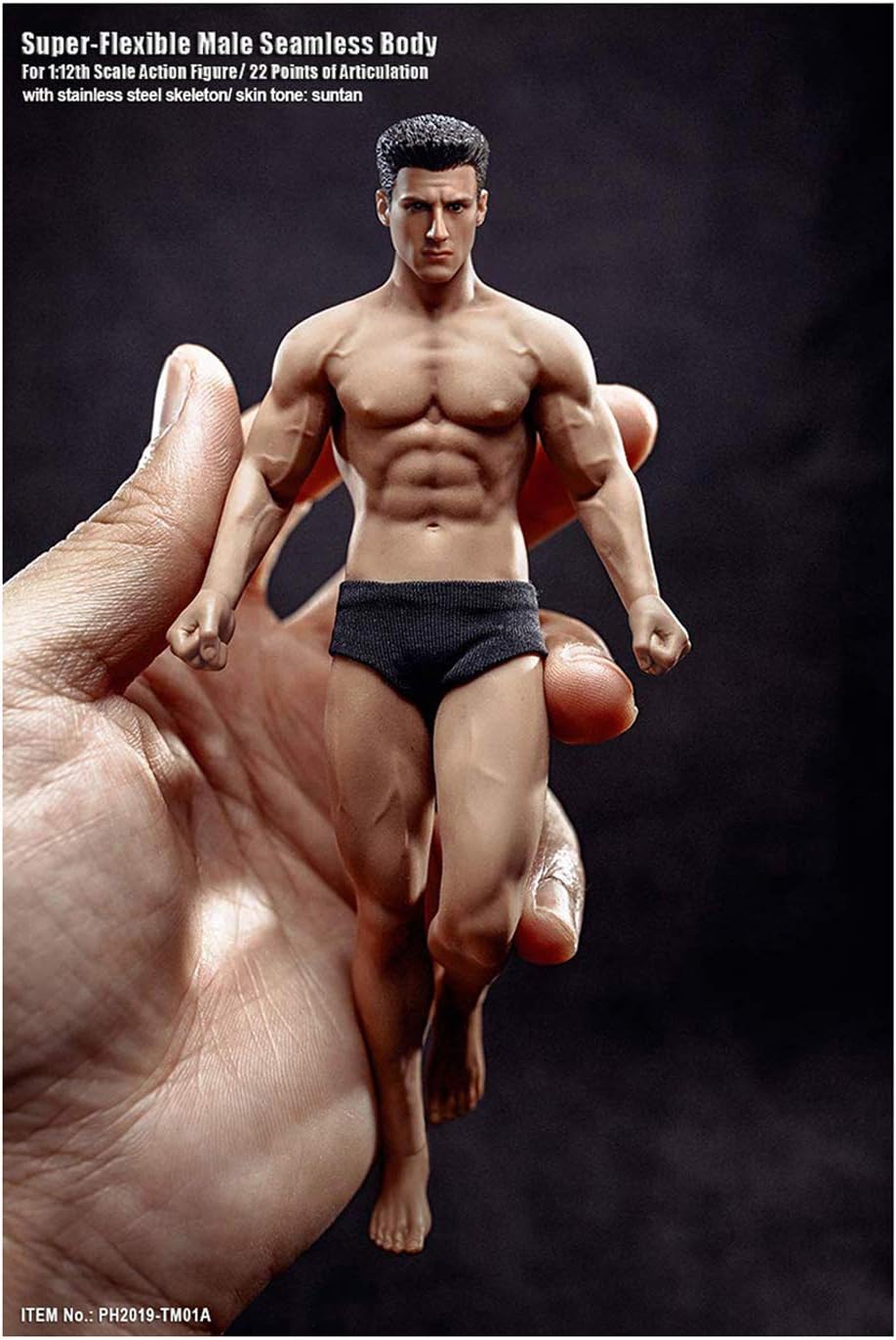 OBEST 1/12 Male Body 6 inch TBLeague Action Figure Full Set-Silicone Body+Head+Underwear-1/12 Scale Super Flexible Male Dolls for Arts/Drawings/Photography F Mezco SHF ML(PH2019-TM01A) (JH6N)