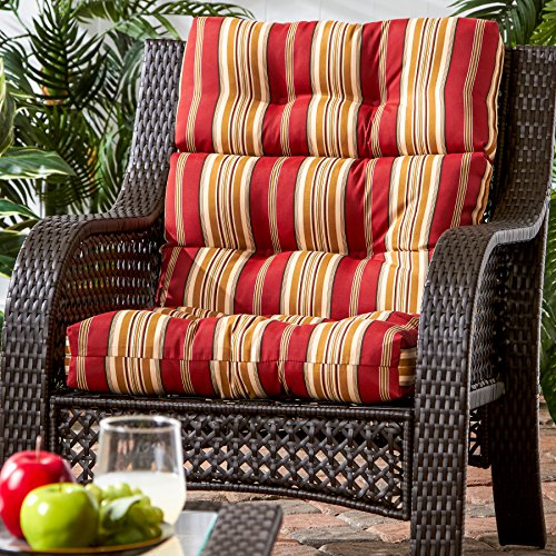 Greendale Home Fashions Indoor/Outdoor High Back Chair Cushion, Roma Stripe