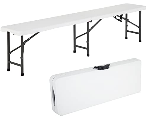 FDW Folding Bench 6FT Plastic Portable Bench Outdoor Bench Garden Bench with Carrying Handle for Picnic Camping Dining Party (2)