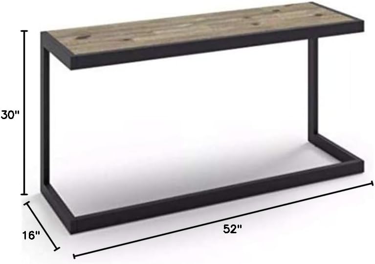 WyndenHall Cecilia Solid Acacia Wood and Metal 52 inch Wide Industrial Console Sofa Table - 52 inch Wide Distressed Grey