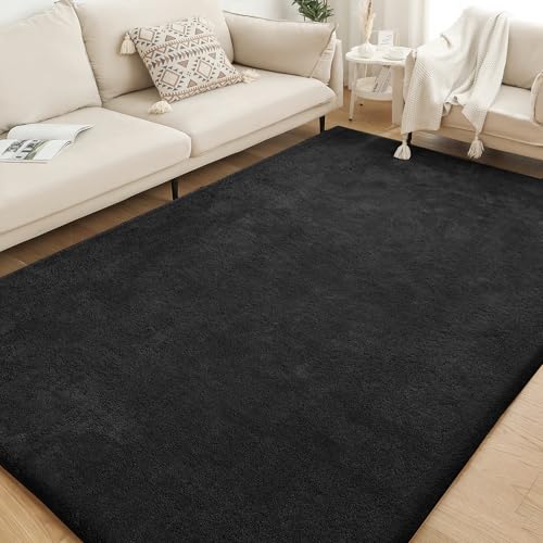 H.VERSAILTEX Area Rugs for Living Room 4x6 Feet Fluffy Fuzzy Non-Slip Rug Shaggy Carpet Soft Plush Bedside Rug, Indoor Floor Rug for Kids Girls Boys Home Decor Aesthetic, Dorm Nursery, French Oak