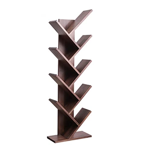 Librero Floor Standing Tree Bookshelf Black Walnut Book Rack Storage Shelf Solid Wood Freestanding Bookcase for Living Room Office Bookshelves