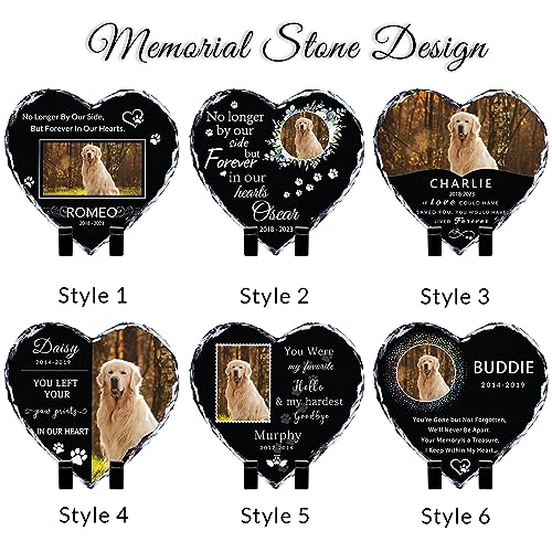 Pet Memorial Stones for Dog, Personalized Memorial Garden Stone with Photo Name, Pet Loss Gifts, Dog Memorial Gift for Loss of Dogs, Loss of Cat Sympathy Gifts, Heart Shaped Dogs Grave Marker