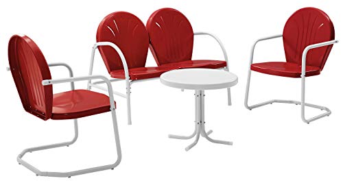 Crosley Furniture Griffith 4-Piece Metal Outdoor Conversation Set with Table, Loveseat, and 2 Chairs - Grasshopper Green