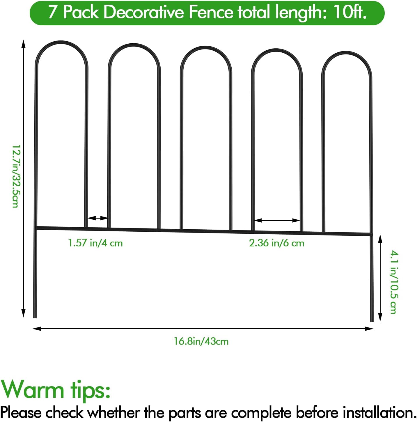 Garden Fence 7 Panels Small Garden Border 10ft(L) Animal Barrier Fence Rustproof Metal Fence Panels No Dig Decorative Garden Fencing for Dogs Little Flower Bed Edging Borders for Yard Patio Outdoor