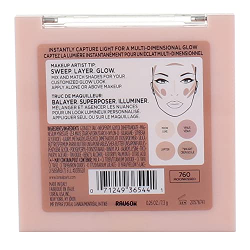 L'Oreal True Match Lumi Glow Nude Highlighter Palette, #760 Moonkissed, 0.26 oz (Pack of 2)