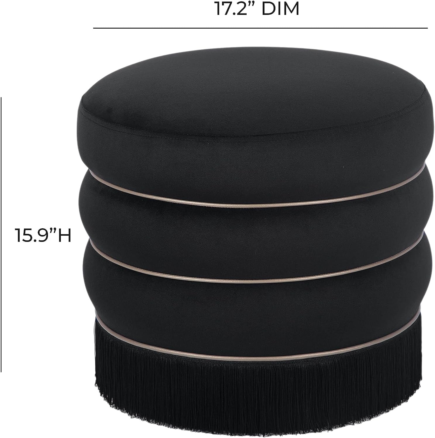 TOV Furniture Lakka Black Velvet Ottoman