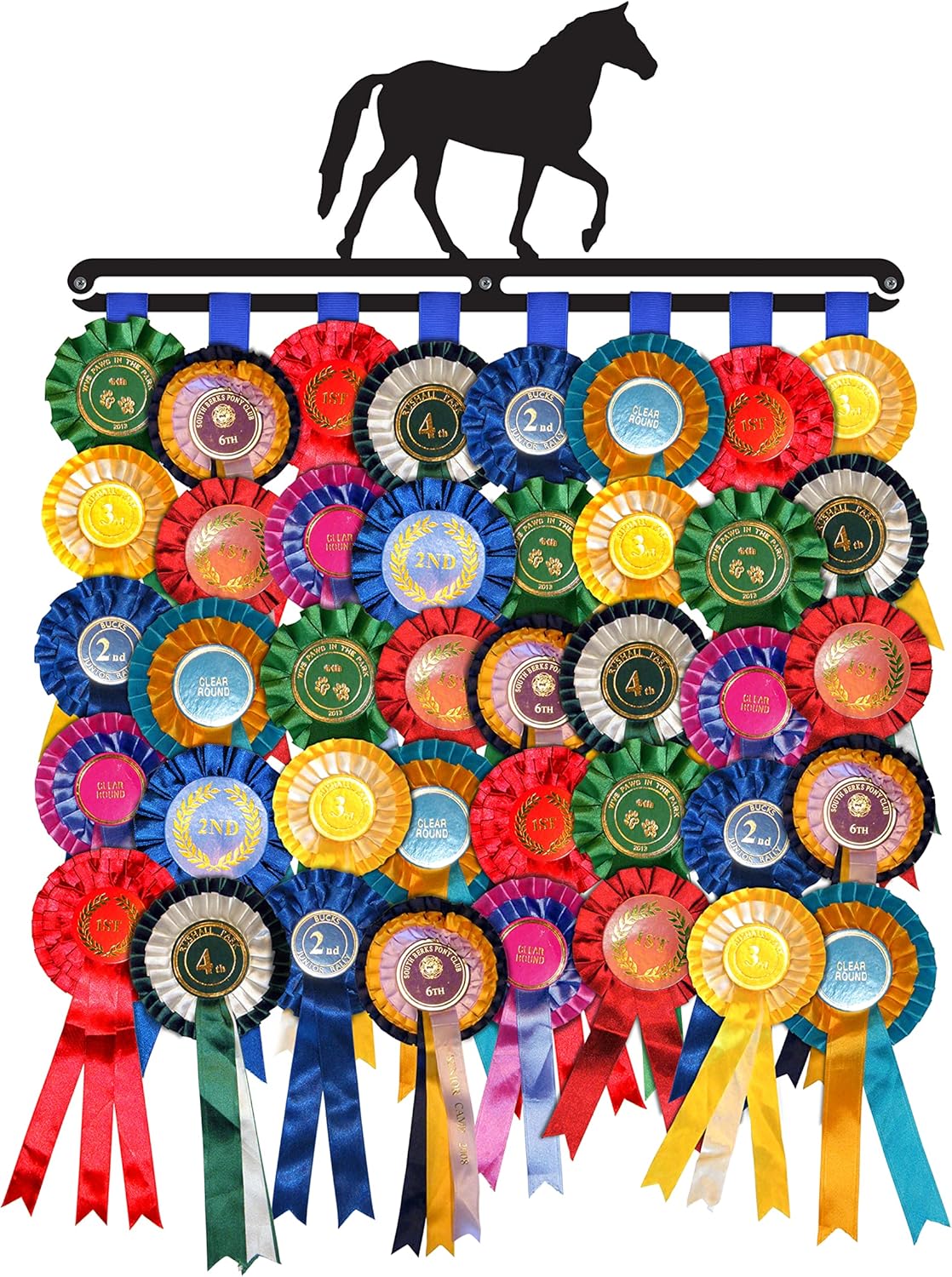 Rosette/Award Ribbon | 'Equestrian' Horse Display Hanger Holder | Black Finish | Steel