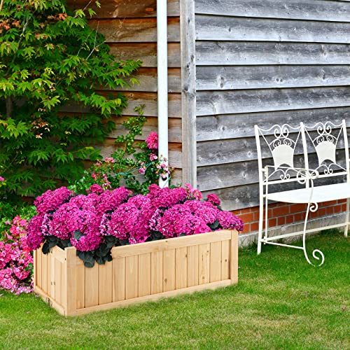 Giantex 15” Planter Raised Garden Bed - Wooden Planting Box, Outdoor Folding Square Planter w/Removable Bottom, Premium Drainage System for Herbs, Fruits, Flowers, Succulents, Simple Assembly