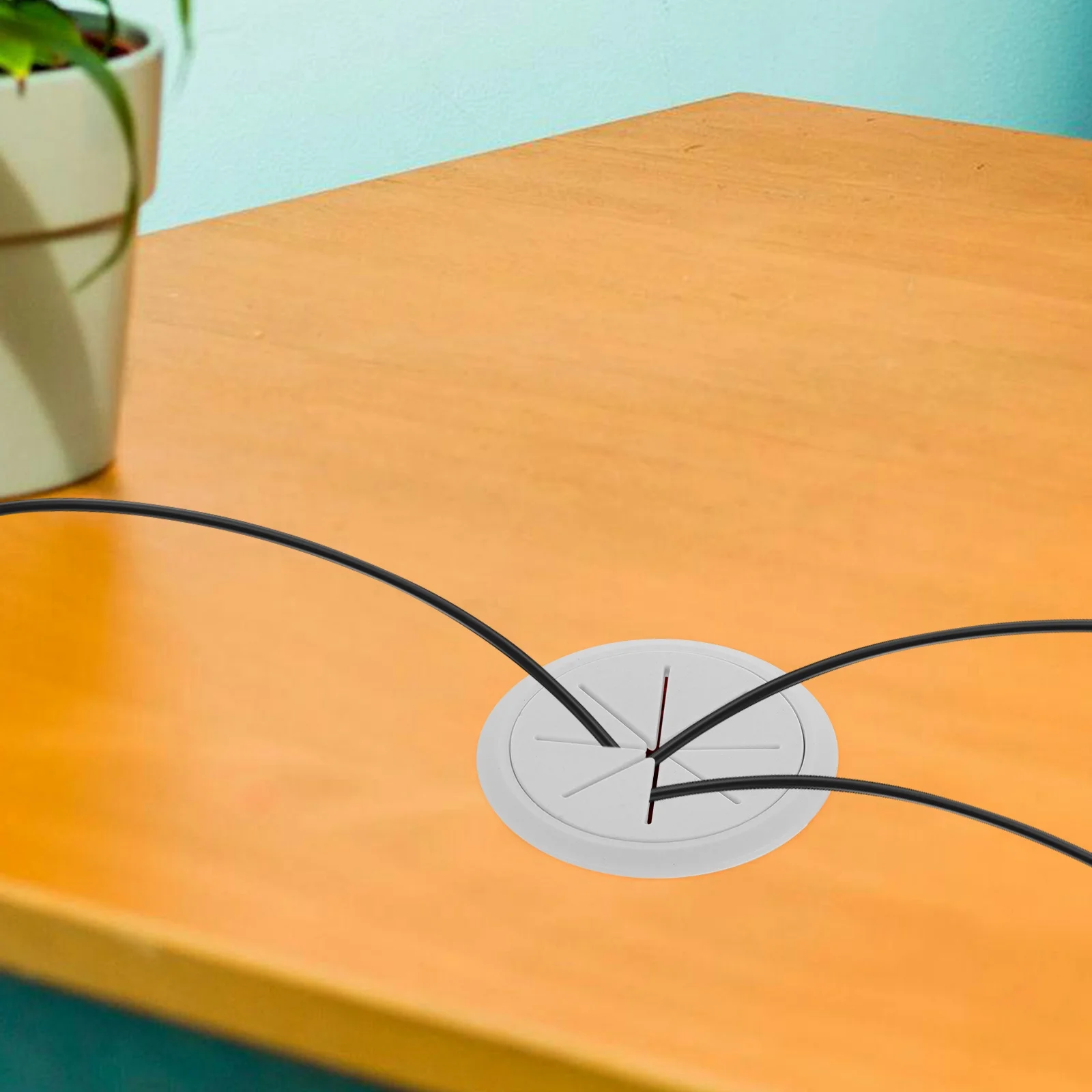 4 Pcs Rice Wiring Box Wall Grommets for Cables Electric Office Desk White