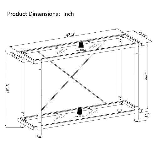 Henf Modern Acrylic Glass Console Table, 43